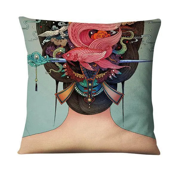 Home Daily Character Painted Linen Pillowcase - Bellarte Enchanté Home Daily Character Painted Linen Pillowcase